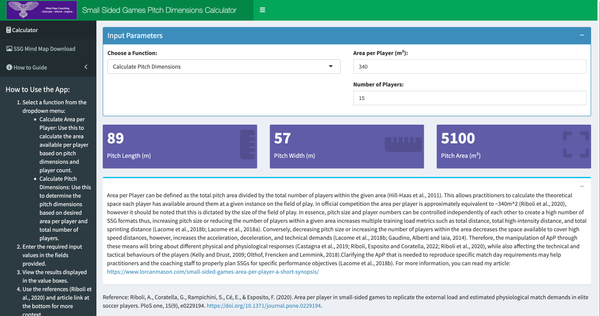 Building a Small-Sided Games (SSG) Pitch Dimensions Calculator App